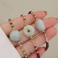 Adjustable Natural Healing Gemstone Garnet Tourmaline Jadeite Donut Bracelet Wealth and Luck Bracelet for Women