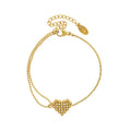 Girls Love Cute Silver 18k Gold Plating Stainless Steel Heart Charm Bracelet