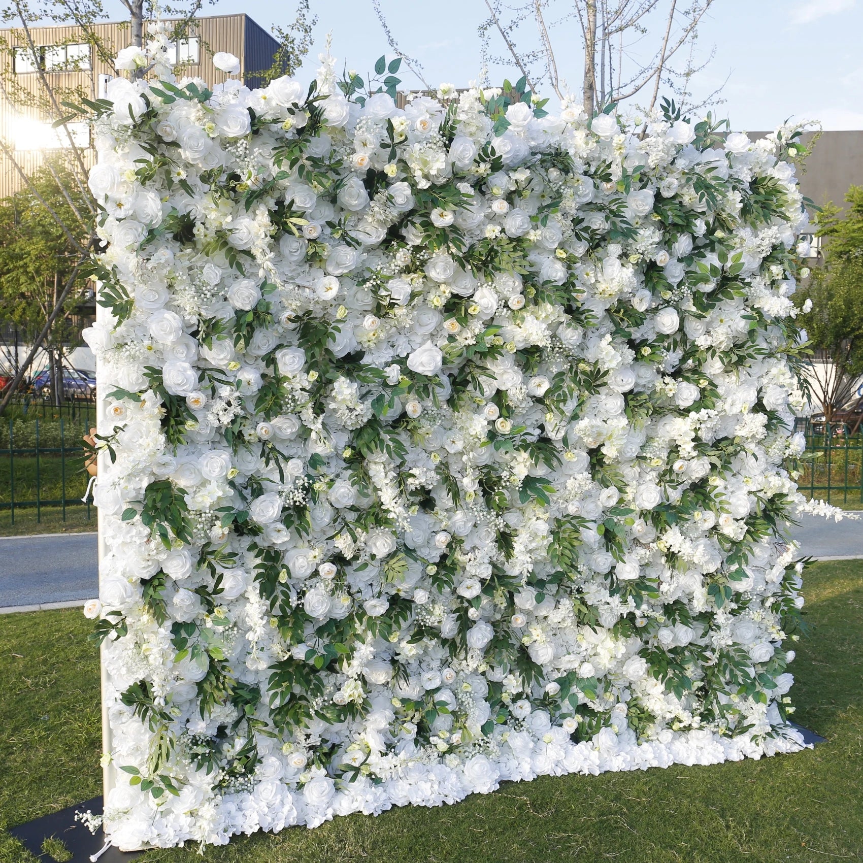 Party Supplies Decorations Birthday Background Artificial Flowers Decor Wedding Green and White Roses Photobooth Flower Wall