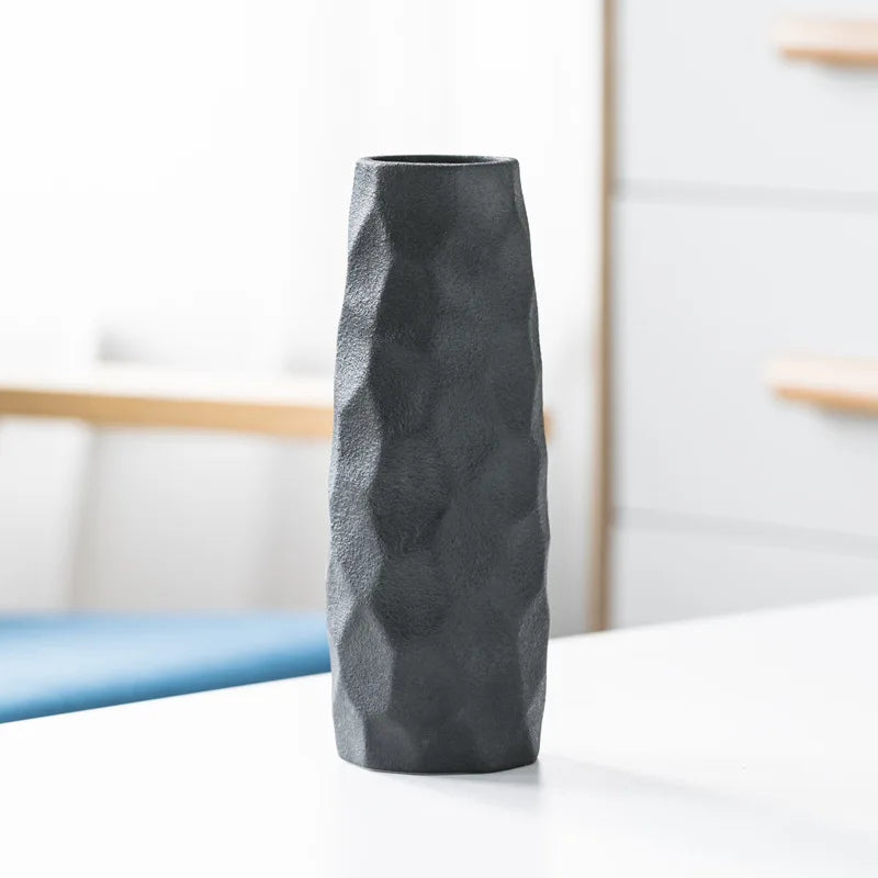 Frosted Craft European Retro Mediterranean Matte Modern Chinese Creative Black and White Ceramic Vase