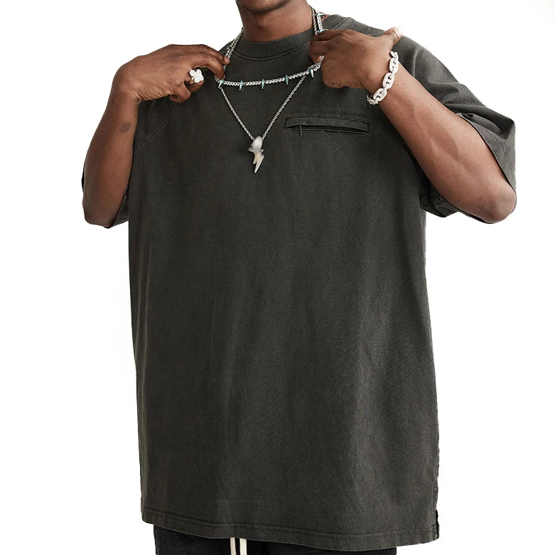 Custom Mens Acid Wash T Shirt Oversized Drop Shoulder Plus Size t Shirts  Vintage Black T Shirt Manufacturing