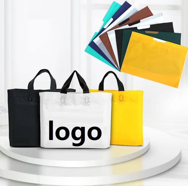 Pe Shopping Plastic Tote Bag Logo Printed Shopping Clear Plastic Bag for Clothing Packaging With Handle