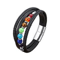 Alin Best Selling Stones Beads Leather Bracelets Stainless Steel Jewelry for Men and Women