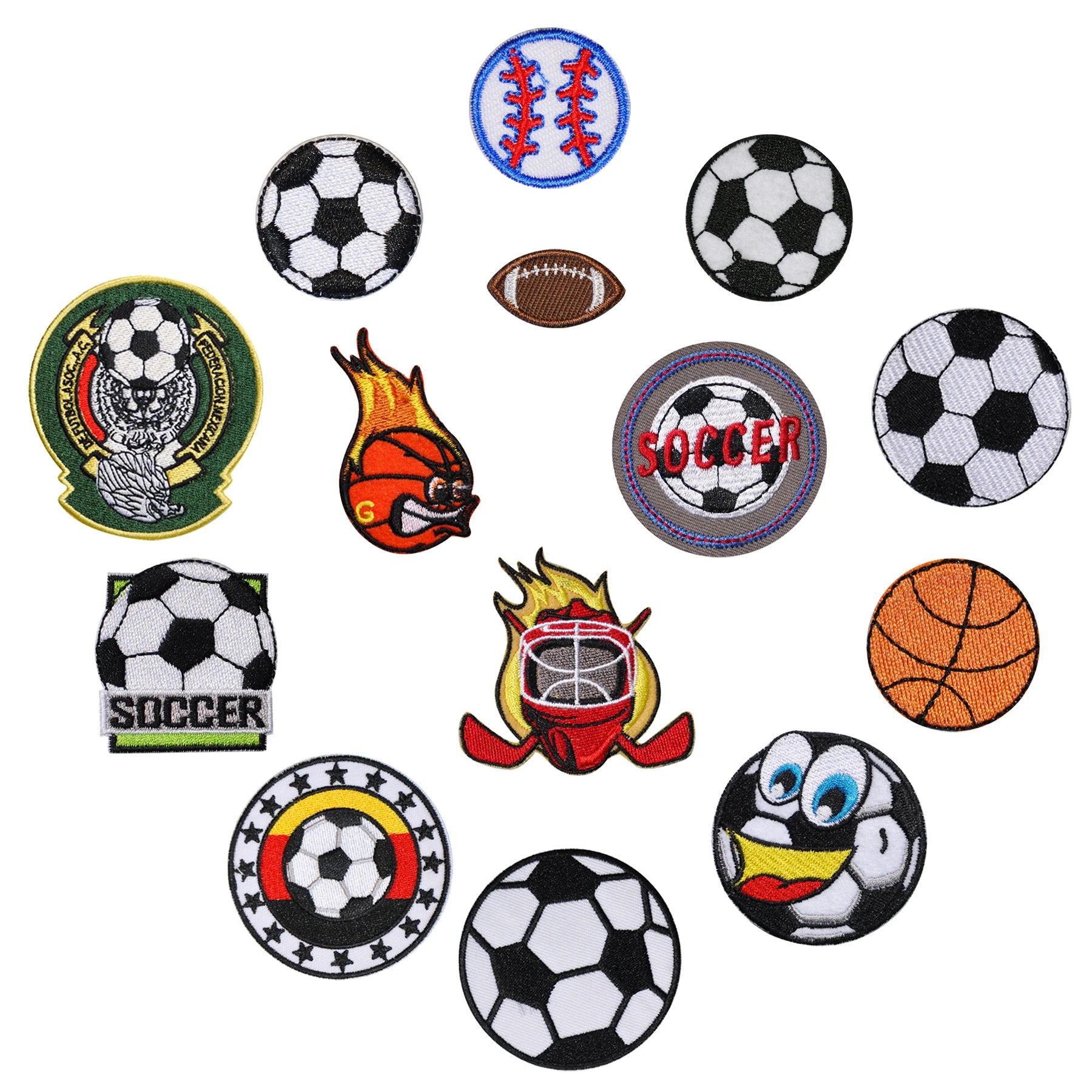 Sports Series Twill Handmade Embroidery Iron on Patch Football Basketball Patch