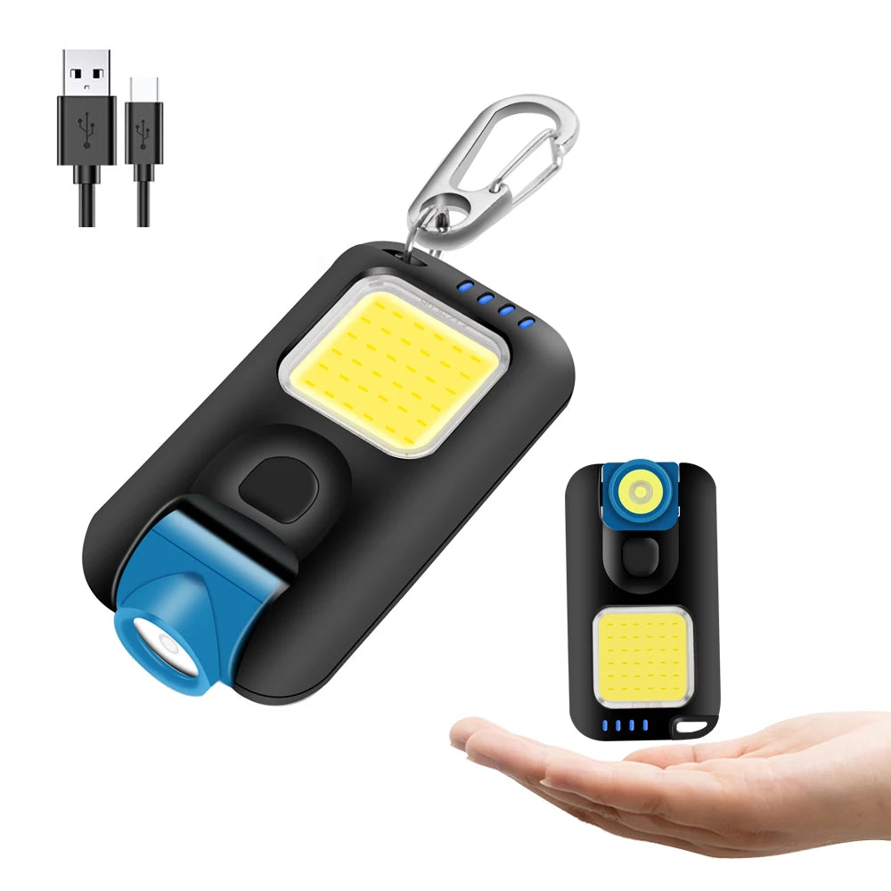 USB Rechargeable Mini Keychain Flashlight 6 Clip-on Pocket LED Light Bright Durable ABS Body IP55 Rated for Camping Outdoor Use