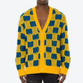 2026 Knitwear Manufacturers Custom Made Breathable Thin Knit Jacquard Checkered Pattern Men's Cardigan Sweaters