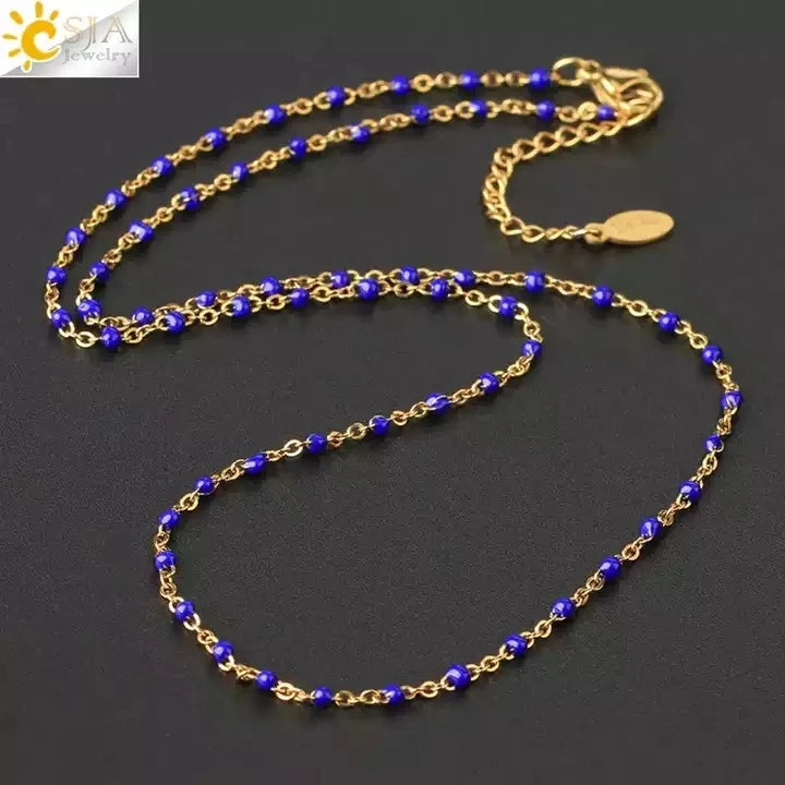 CSJA Wholesale 18k Gold Plated Choker Chain Necklace Stainless Steel Fashion Jewelry Women Necklaces S673