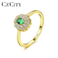 CZCITY Engagement Ring Bridal Fine Jewelry Synthetic Diamond Custom Women Jewelry Green Diamond Wedding Rings
