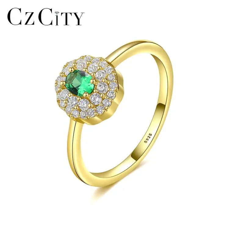 CZCITY Engagement Ring Bridal Fine Jewelry Synthetic Diamond Custom Women Jewelry Green Diamond Wedding Rings