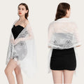 Costom logo Floral Lace Mesh for Evening Party Prom Wedding Shawl Solid Colors Scarf With Fringes