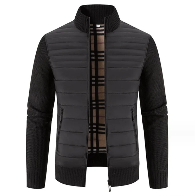 Men's Fashion Stand Collar Plus Fleece Thick Cardigan Coat Men's Fashion Casual Knitwear