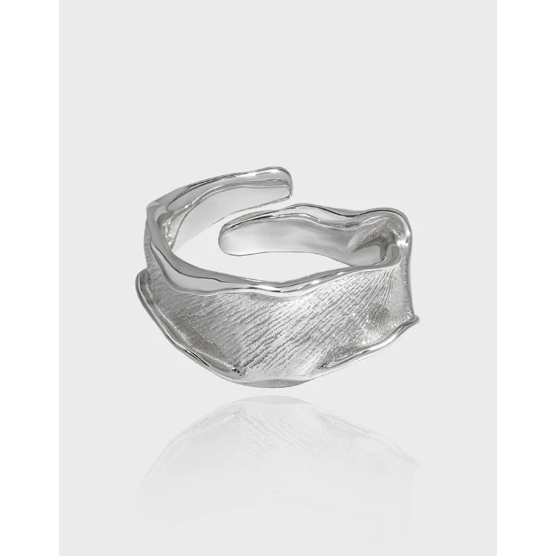 Vintage Geometric Irregular Wave Chunky Rings 925 Sterling Silver Adjustable Rings for Women