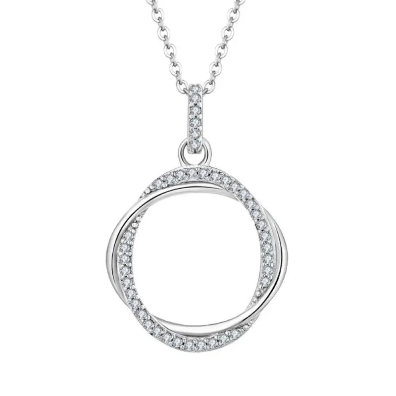 Hot Jewelry White Gold Plated S925 Sterling Silver Round Necklace Light Luxury Women'S 925 Silver Jewelry