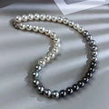 10MM Silver Yuanbao Buckle Necklace White Grey Black Crystal Imitation Pearls Fashionable Beaded for Gift Engagement