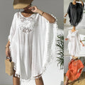 2026 Summer New Beach Cover up Hooked Flower Spliced Tassel Swimsuit Bikini Beach Mini Dress Outfit for Women