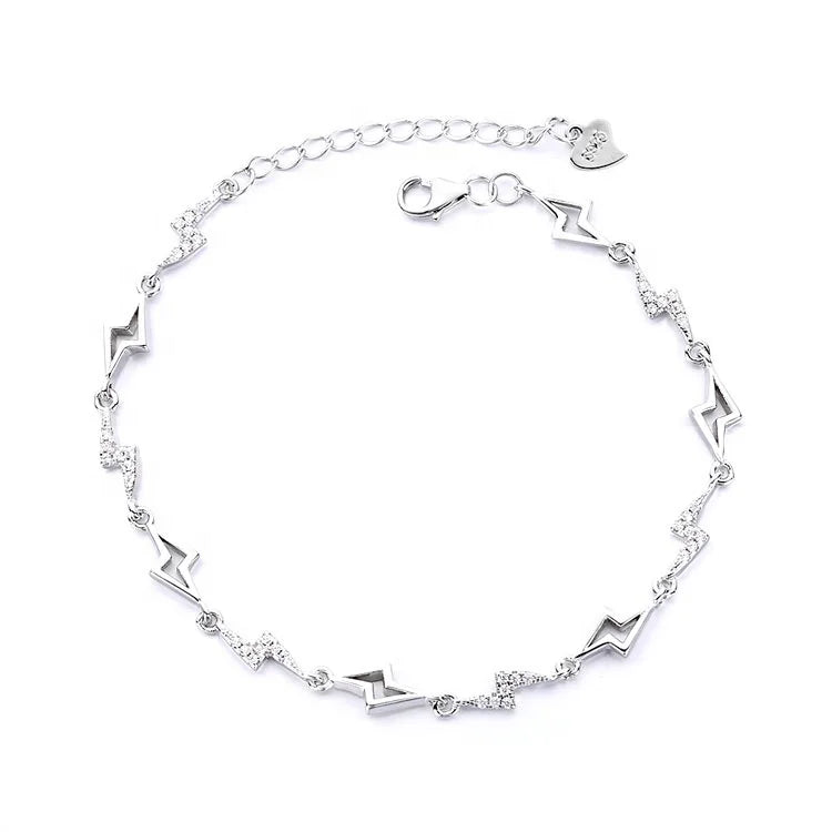 Real Silver 925 Hip Hop Flash Charm Bracelet Cool Girl Design Fine Jewelry for Women