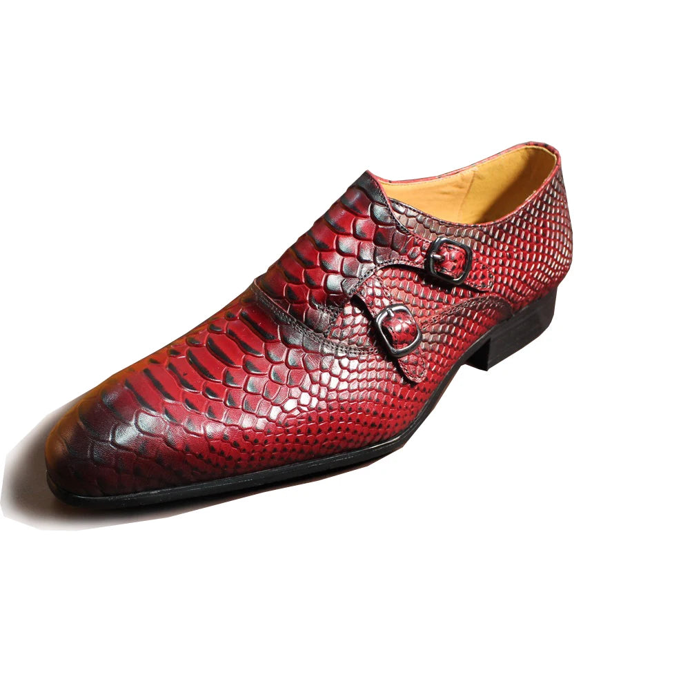 Luxury Handmade Leather Shoes Factory Wholesale Price Party Office & Career Holiday Wedding   Man Double Monk Strap Shoes