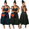Y218382 Factory Custom Plus Size Jeans Dresses Women Casual Sleeveless Halter Denim Summer Dress for Women