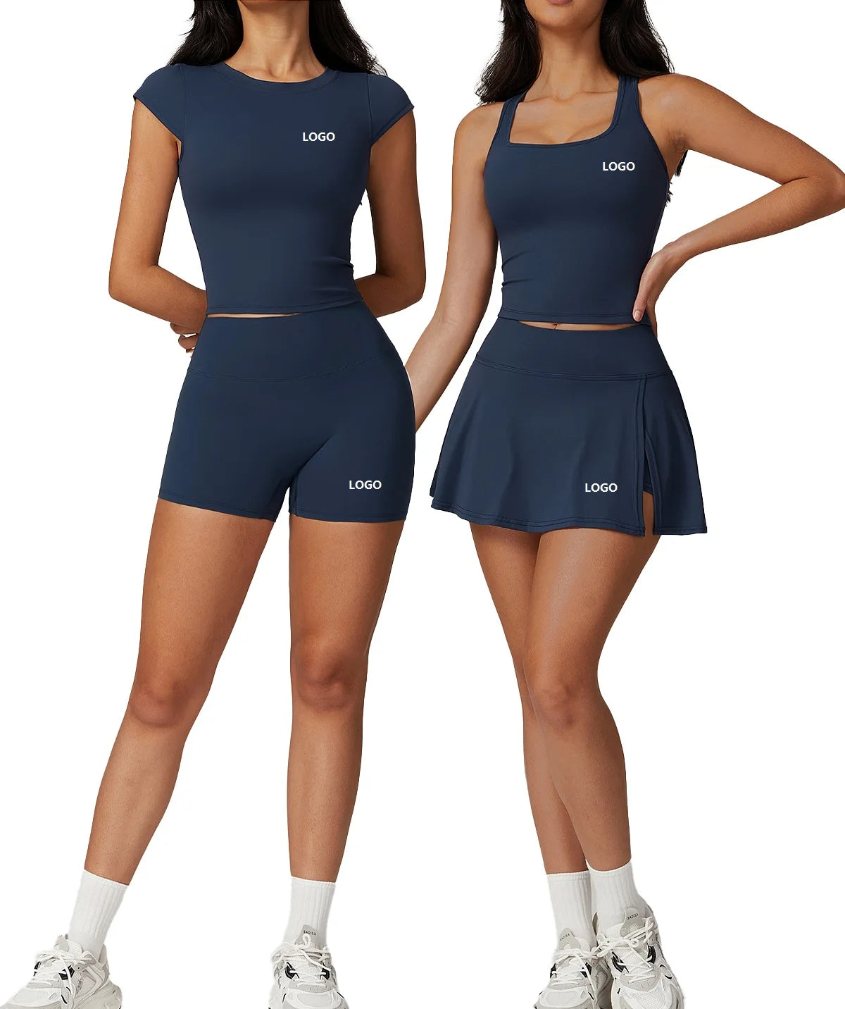 Women's Tennis Dresses 2 Pieces Set Tennis Fitness Dress Skirt Sports Crop Bra Tennis Golf Yoga Workout Clothing Sets Outfits