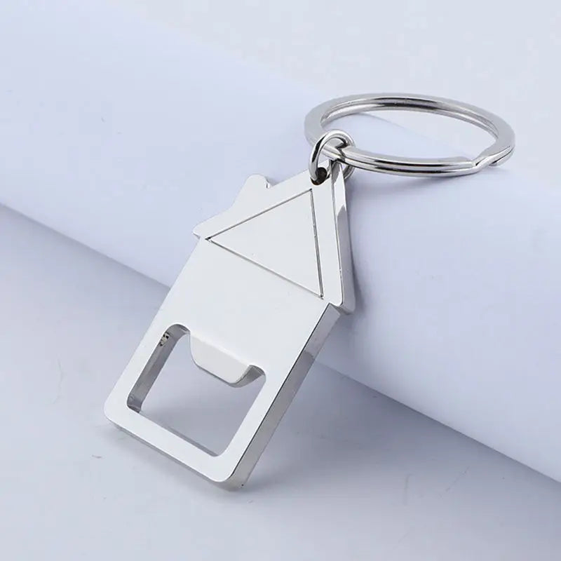 Hot Sale Custom Engraved Logo Metal Bottle Opener Keychain Realtor Sublimation Blank Home Design Real Estate House Keychain