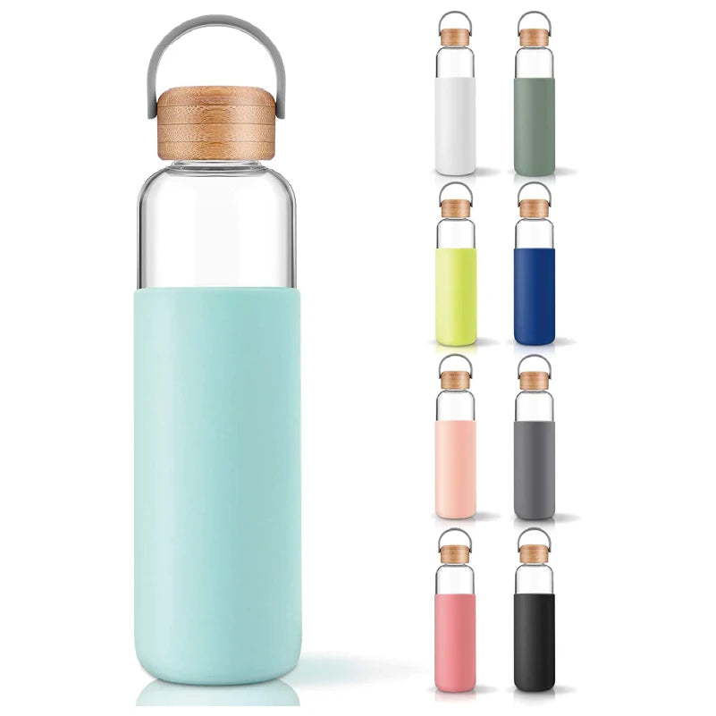 550ml Cute Water Bottle Girls Water Bottle Glass Water Bottle With Silicone Sleeve
