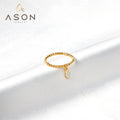 Ason  Jewelry Tarnish Free Waterproof Stainless Steel Women's Ring Minimalist Twist Link Gold Plated Ring