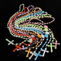 Multicolor Rosary Beads Luminous Plastic Catholic Cross Necklace Catholicism Prayer Religious Jewelry Glowing Rosary Necklace
