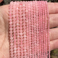 AsVrai U Natural Stone Beads Faceted Rose Quartz Crystal  Round Spacer Loose Beads for Jewelry Making  DIY Bracelet Necklace