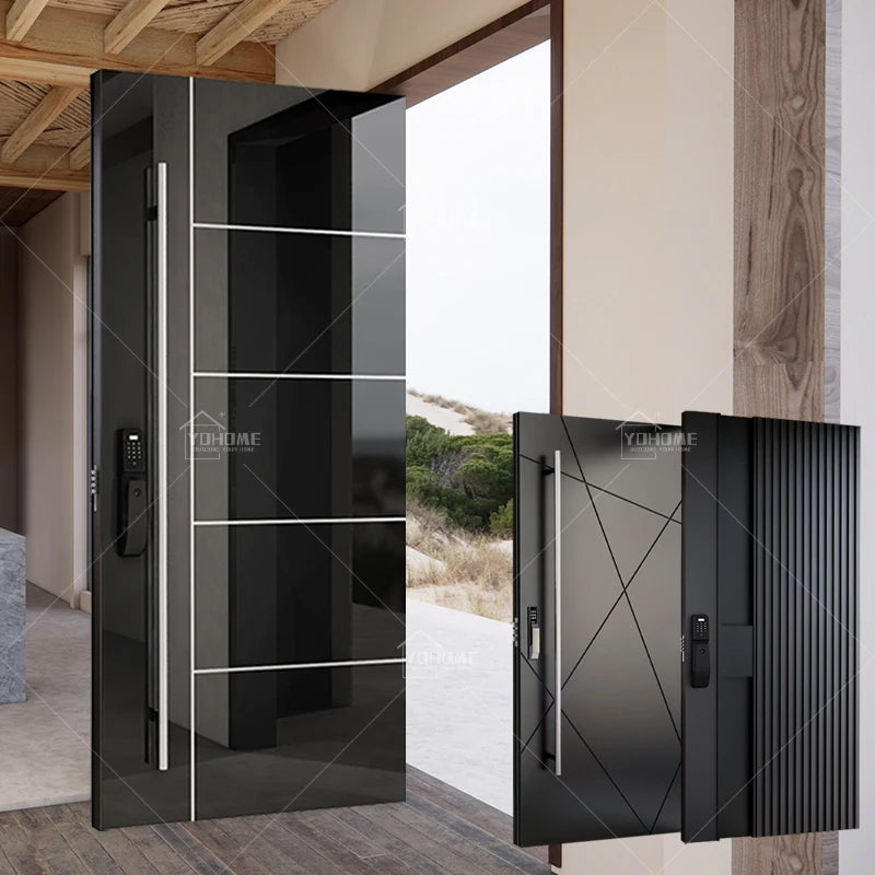Turkish Luxury Design Pivot Security Steel Doors for Home Villa Entrance Main Door Stainless Steel Entry House Door