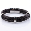 High Quality Gift Accessories Custom Weave Leather Magnetic Clasps Bracelets for Men