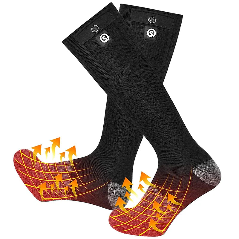 Ultimate Thermal Electric Heated Ski Socks Winters Snowboard Print Pattern Battery Operated Warming Knitted Technique
