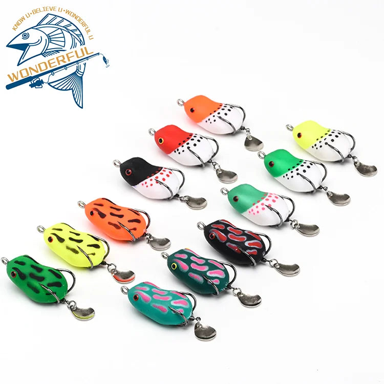 Factory Wholesale 40mm Bionic Artificial Freshwater Lead Long Casting Top Water Mini Soft Frog Lure With Spoon