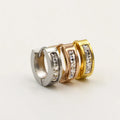 18K Rose Gold Stainless Steel Trendy Earrings Open Stud Full Black & White Stone Couple Jewelry Charm Style Anniversary