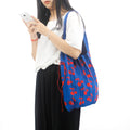 2023 Vintage Style Women's Fashionable Knitted Pleated Shoulder Bag Cherry Pattern Cute Casual Portable Two Handles Open Closure