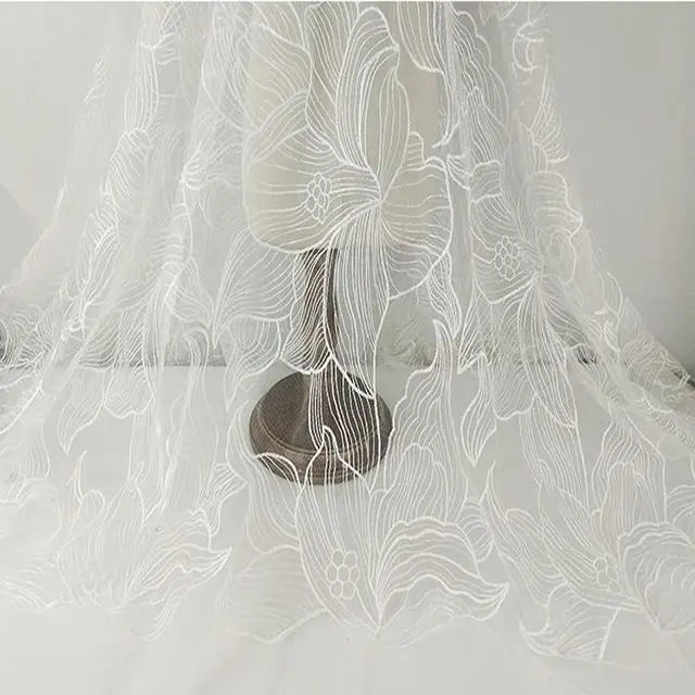 Exquisite French Polyester Silk Mesh Premium Wedding Headdress Lace Embroidery Mesh MF46