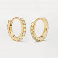 LOZRUNVE 925 Sterling Silver Gold Vermeil Opal Delicate 8mm Huggie Hoop Earring Ear Ring