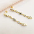 IVIAPRO Fashion Jewelry Elegant Brass with 18K Gold Plated Cubic Zircon Evil Eye Shaped Tassel Earrings for Women