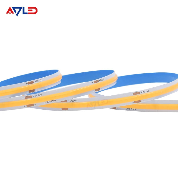 COB 320 LED 24V Strip High Density 8mm Reel to Reel No Dot Lights Cuttable for Landscape Decorative Lighting CE Certified