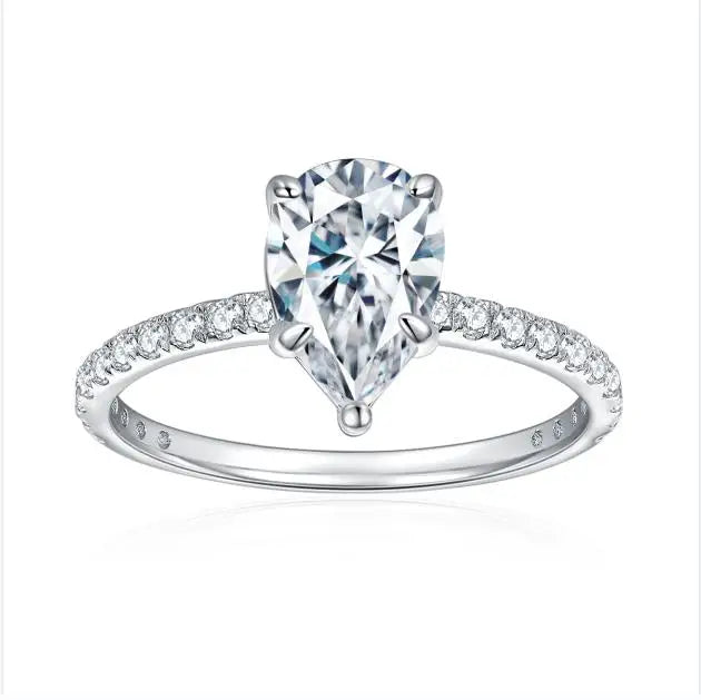 Pear Moissanite Ring GRA Pass Test Custom Pear 5x7mm VVS 925 Pear Moissanite Ring Engagement