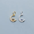 9mm Tiny Sterling Silver Crescent Moon and Star Charms with CZ for Earring Necklace Bracelet Jewelry Making