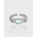Popular Design Exquisite Adjustable Zircon Moonstone Ring 925 Sterling Silver  Gemstone CZ Ring for Women