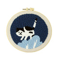 Customized Design Handmade Folk Art Animal Pattern Black White Cat Cross Stitch DIY Crafts Kit Embroidery Set Yarn Punch Needle