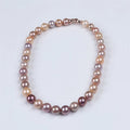 Women Fashion Natural High Grade 3A 10-12mm Purple and pink Round Edison Gold Plated Necklace
