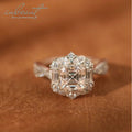 Silver 925 Original 2 Carat Brilliant Cut Diamond Test Past D Color Ascher Moissanite Towel Ring for Wedding Gemstone Jewelry