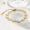 SUMMLY Simple Wholesale Personalized Minimalist Small Daisy Shape 18K Gold Plated Stainless Steel Bracelet
