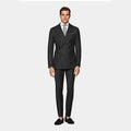 Dark Gray S110 Wool Business Gentleman Men's Slim Multi-grain Double-breasted Suit
