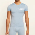Summer Training Wear Knitted Sporty Compression Slim Fitness Quick Dry Breathable Polyester/Cotton Men T-Shirts for Gym