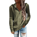 RNSHANGER Autumn Women Zipper Cardigan Hoodies Ladies Vintage Casual Loose Long Sleeve Solid Color Knitted Outerwear Hoodies