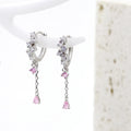 925 Sterling Silver CZ Hoop Earrings Dangle for Women Teen Girls Teardrop Huggie Earrings Drop Water Droplets Dangle Earrings