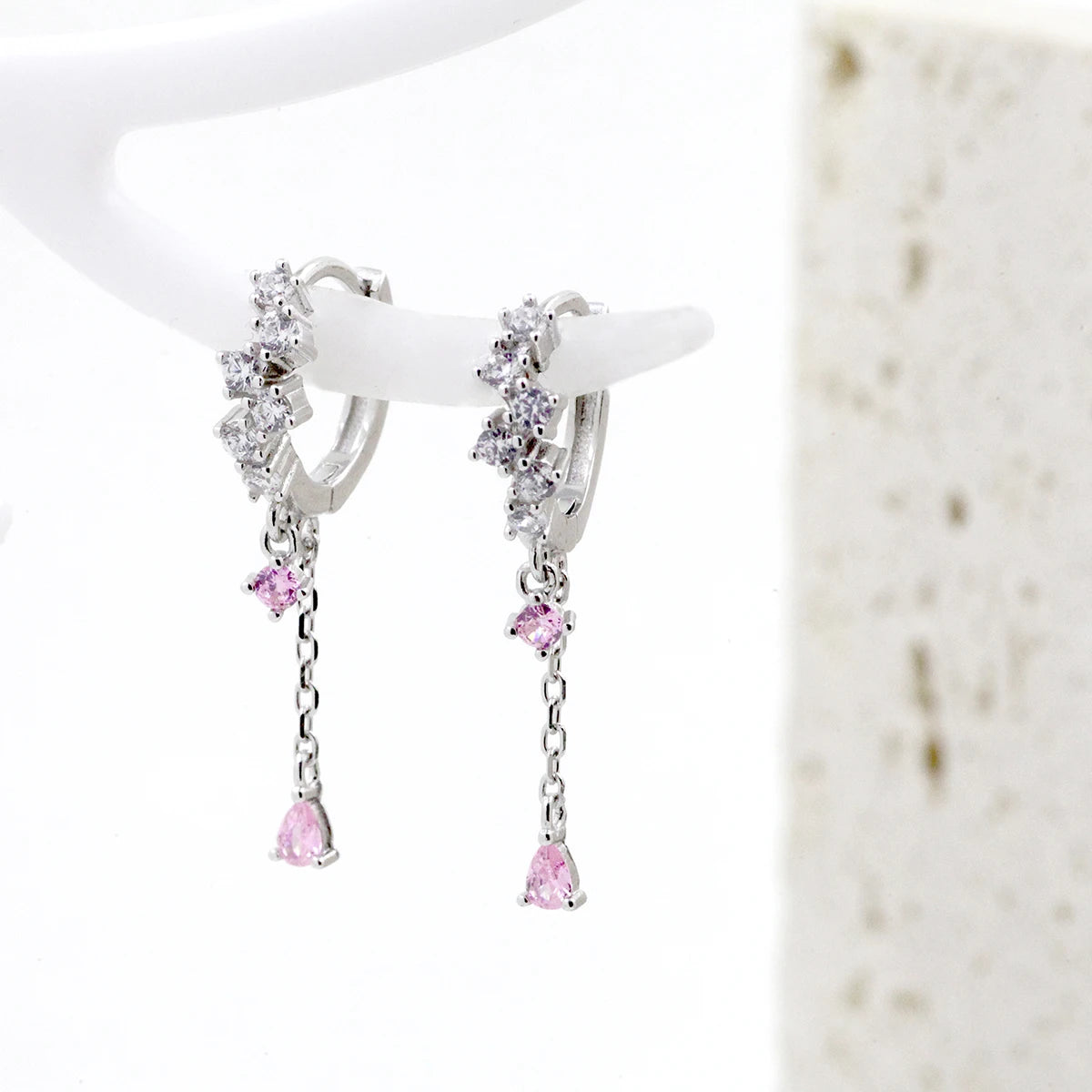 925 Sterling Silver CZ Hoop Earrings Dangle for Women Teen Girls Teardrop Huggie Earrings Drop Water Droplets Dangle Earrings